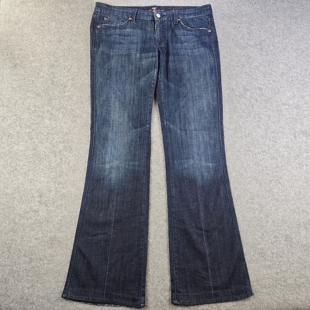 7 For All Mankind Bootcut Jeans Women's 34x33 A Pocket Dark Wash Made In USA Y2k